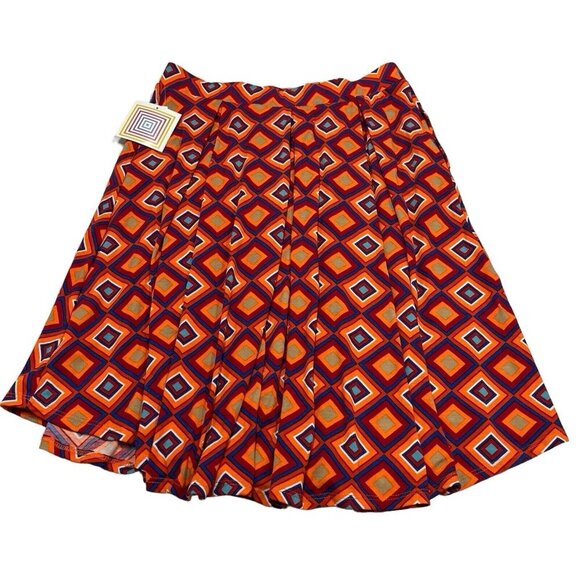 LuLaRoe Madison Skirt Womens L Pleated Pull On Elastic Waist Retro 70s Geometric - Picture 2 of 9